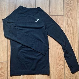 Black Marl Gymshark Vital Seamless Long Sleeve Top Size MEDIUM